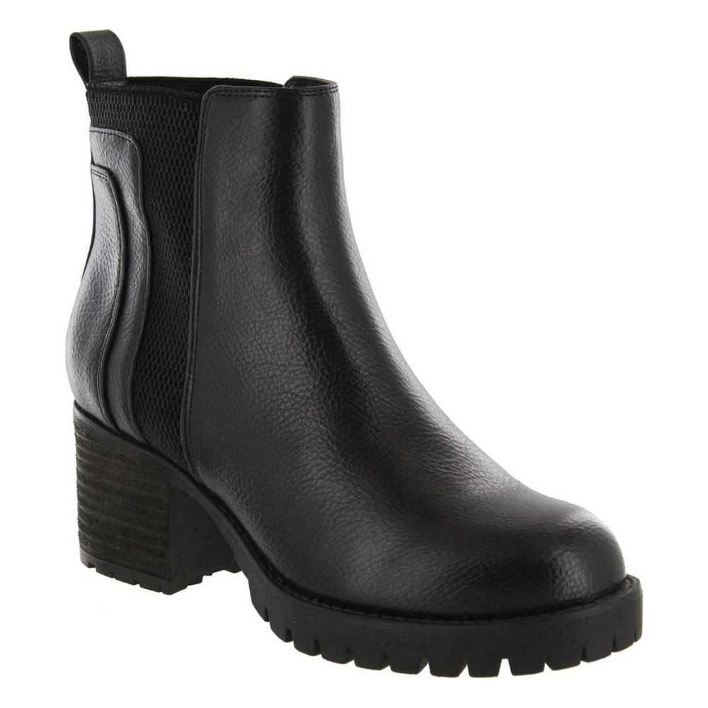 Women's Mia Colten Heeled Ankle Bootie Black Vegan Leather